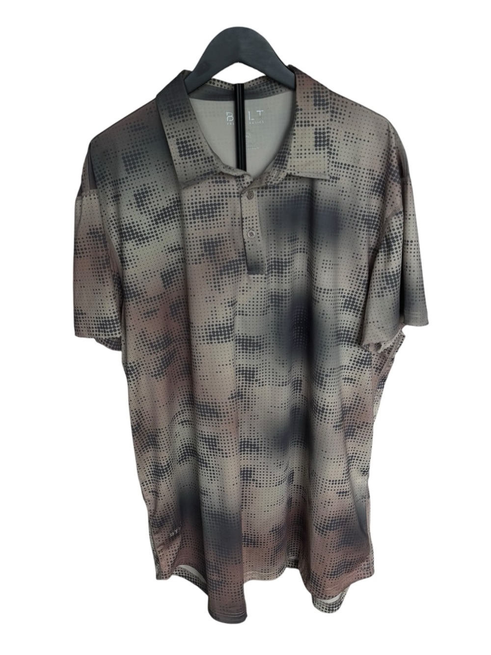 BYLT Premium Basics Men’s XXL Drop-Cut Performance Polo Abstract Dot Print